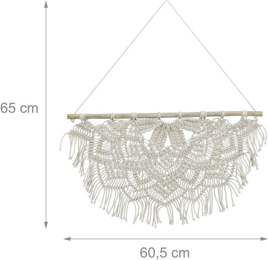 Decorațiune de perete macrame crem Dimensiuni 65 X 60,5 X 1,5 cm Relaxdays