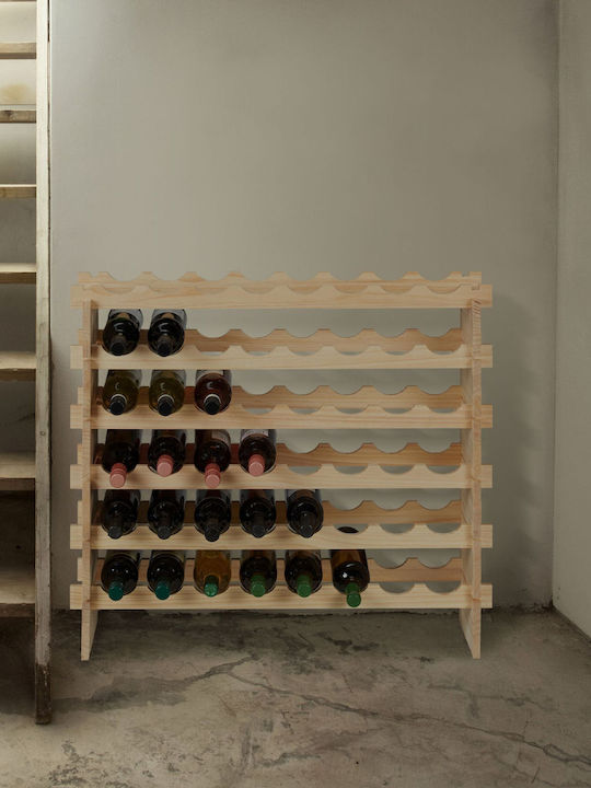 Wine Rack 48 Bottles Relaxdays Pine Wood Size 73 X 82 X 25 Cm