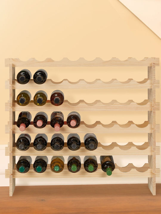 Wine Rack 48 Bottles Relaxdays Pine Wood Size 73 X 82 X 25 Cm