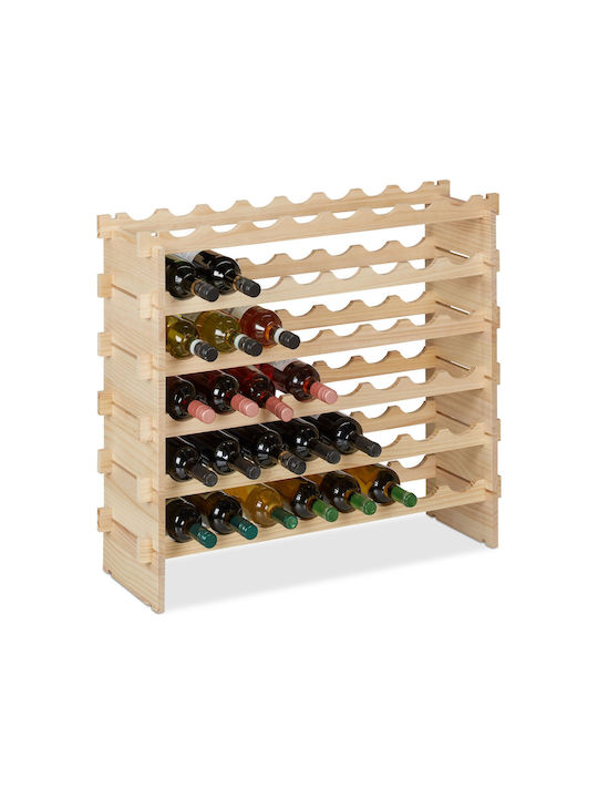 Wine Rack 48 Bottles Relaxdays Pine Wood Size 73 X 82 X 25 Cm