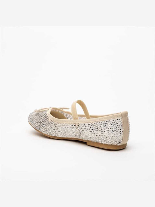 Kids Ballerinas with Hoop & Loop Closure Beige