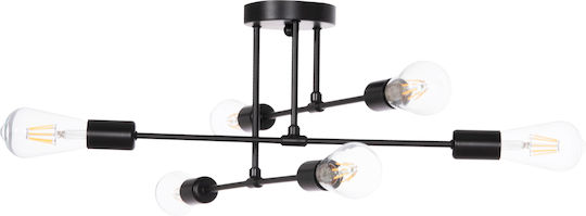 HomeMarkt Lighty Ceiling Light Black with E27 Socket 51x51x23cm