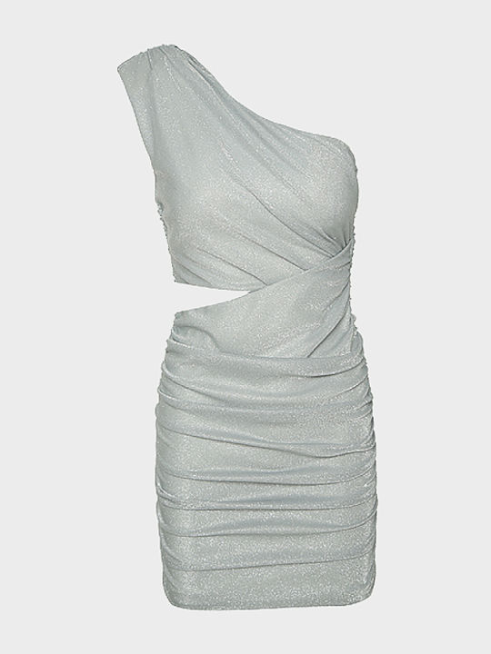 Καλοκαιρινό Mini Βραδινό Φόρεμα Silver