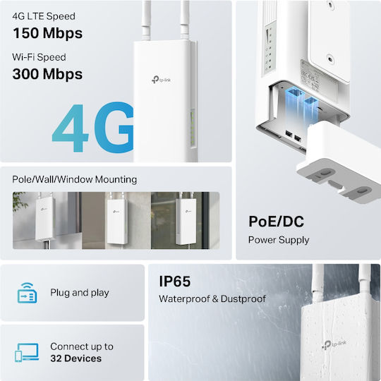 TP-LINK TL-MR100 Outdoor v1 Ασύρματο 4G Router