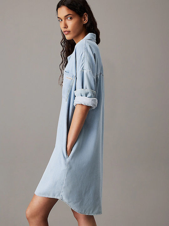 Mini Shirt Dress Denim Medium