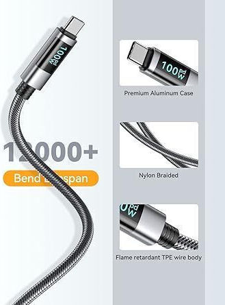 iDsonix Плетена / LED USB 2.0 Кабел USB-C мъжки - USB-C мъжки 1.5м