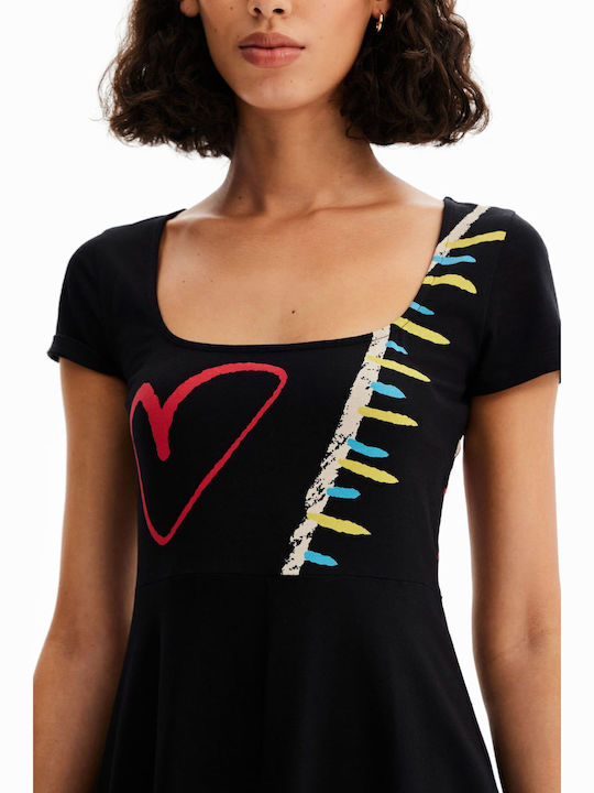 Arty Sommer Midi Kleid Schwarz