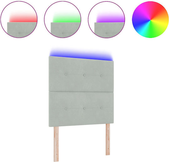 vidaXL LED Табла за Легло от Текстил, Светлосива, 80x88 см