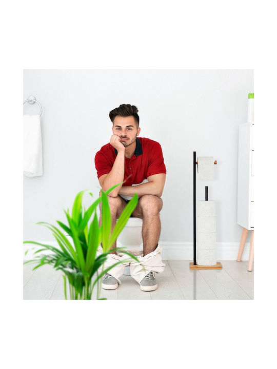 Relaxdays Χαρτοθήκη Μπαμπού Μαύρη 4052025276102