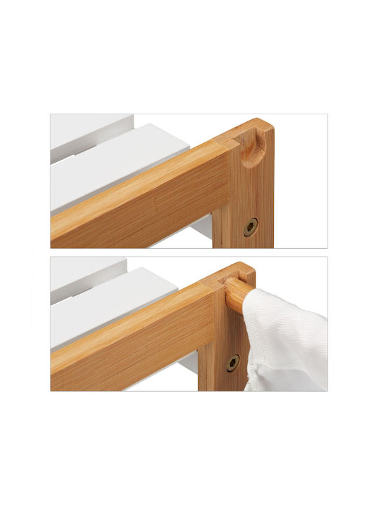 Relaxdays Καλάθι Απλύτων Bamboo 34lt Λευκό