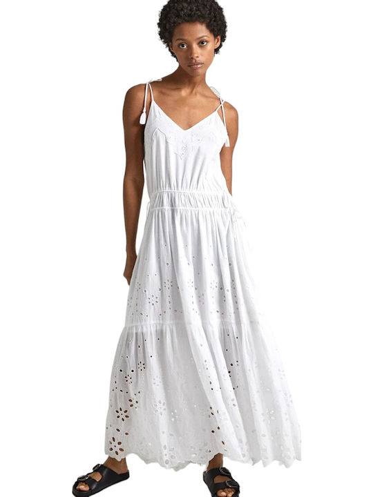 Pepe Jeans Φόρεμα Καλοκαιρινό Dusana Pl953480 Λευκό Regular Fit Φόρεμα Καλοκαιρινό Pepe Jeans