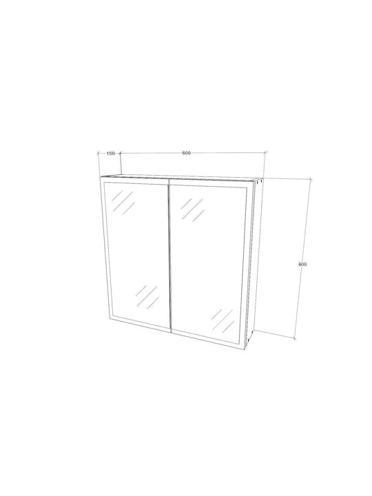 Badezimmerspiegel Berührung mit Schrank 60x13cm Weiß