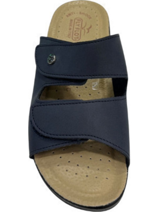 Leather Women's Flat Sandals Navy Blue