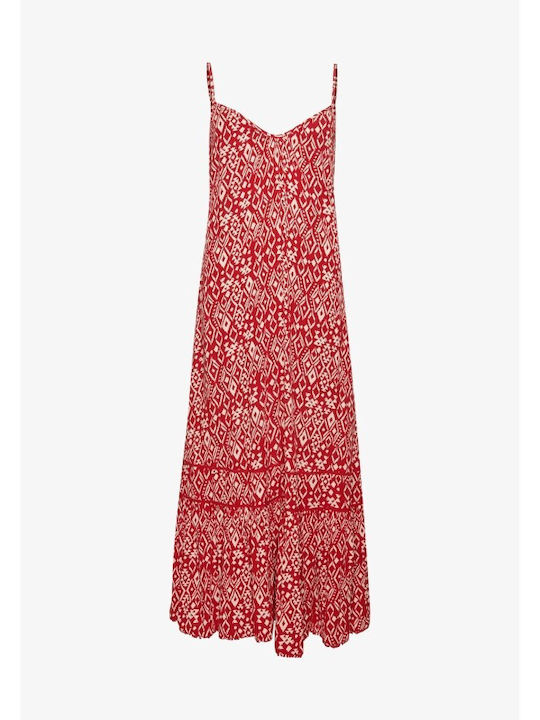 Ovin Vintage Sommer Maxi Wickel Damenkleid Rot