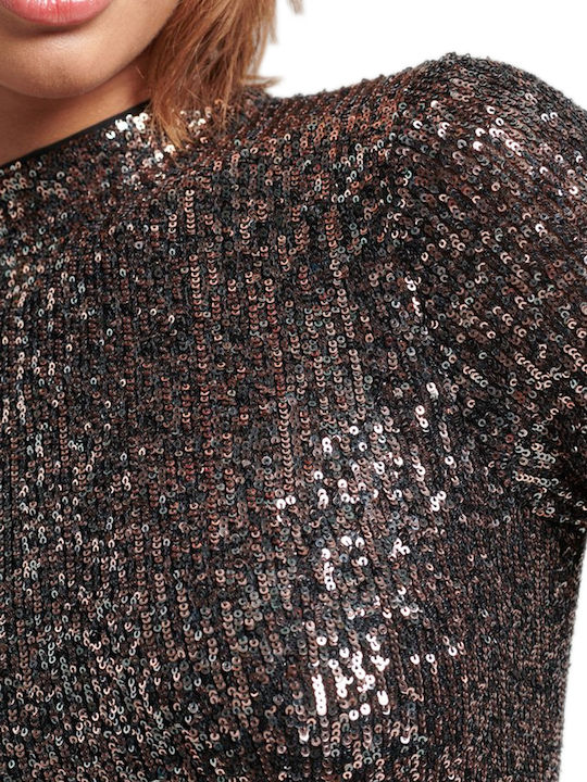 Midi Abend Hemdkleid Mit Tränen Offener Rücken Silber