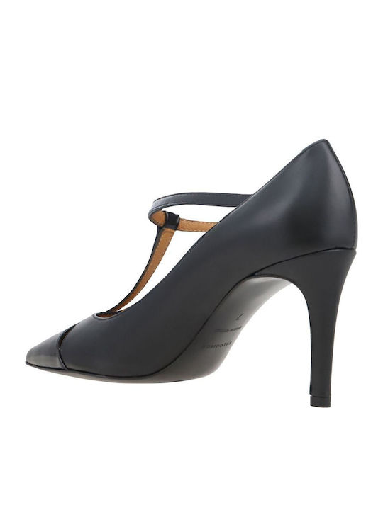 Leder Pumps mit hohem Absatz Schwarz