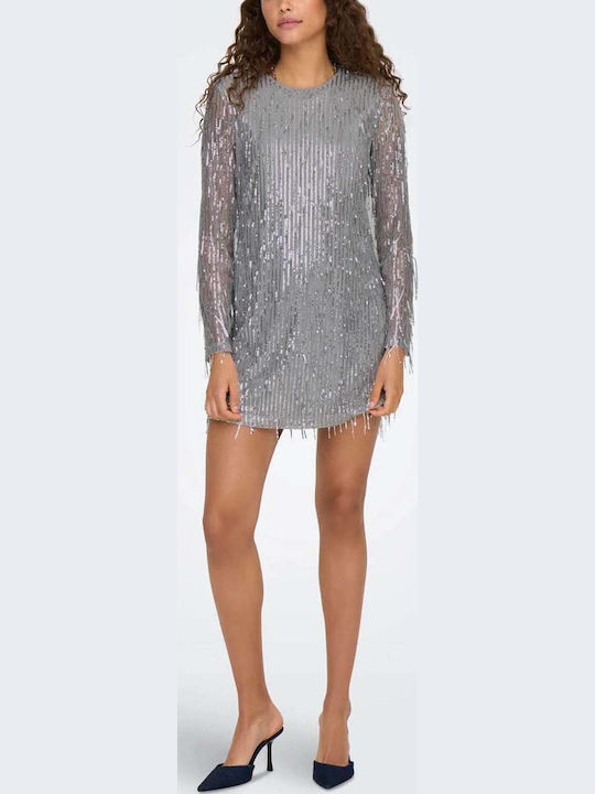Mini Abendkleid Mit Offenem Rücken Mit Masche Silber