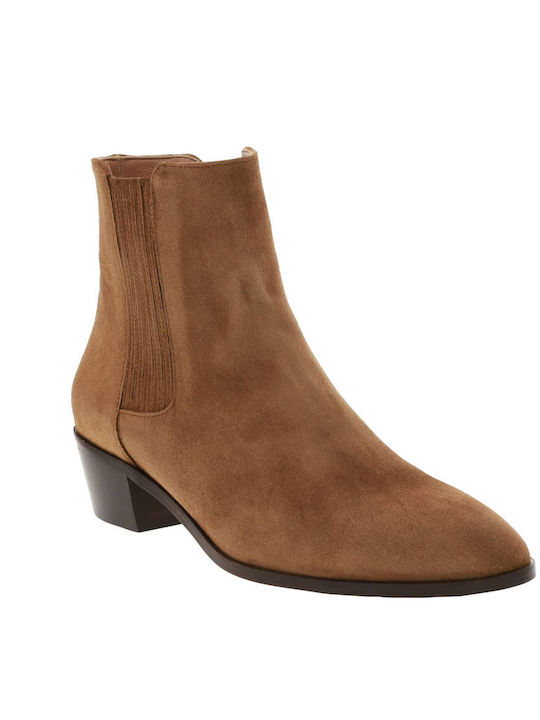Suede Women's Ankle Boots Beige