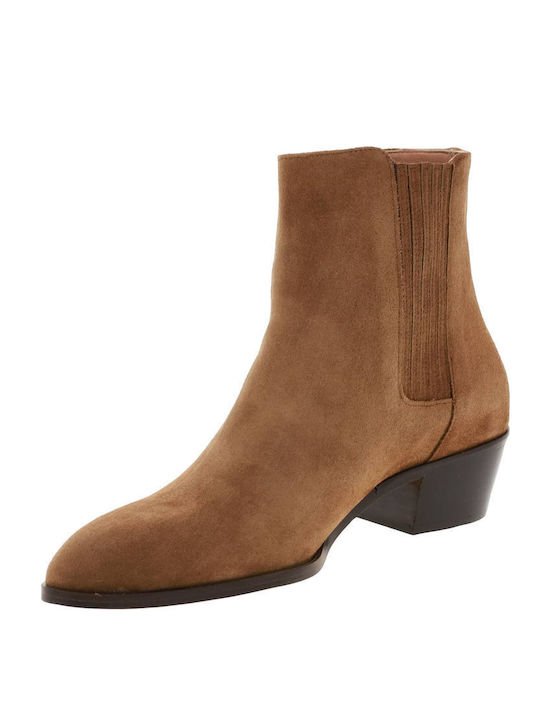 Suede Women's Ankle Boots Beige