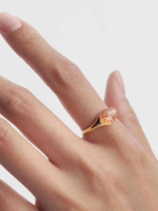 P D Paola Ring with Stones made of Silver Gold Plated