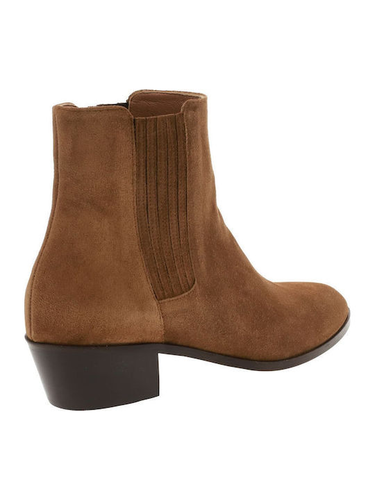 Suede Women's Ankle Boots Beige