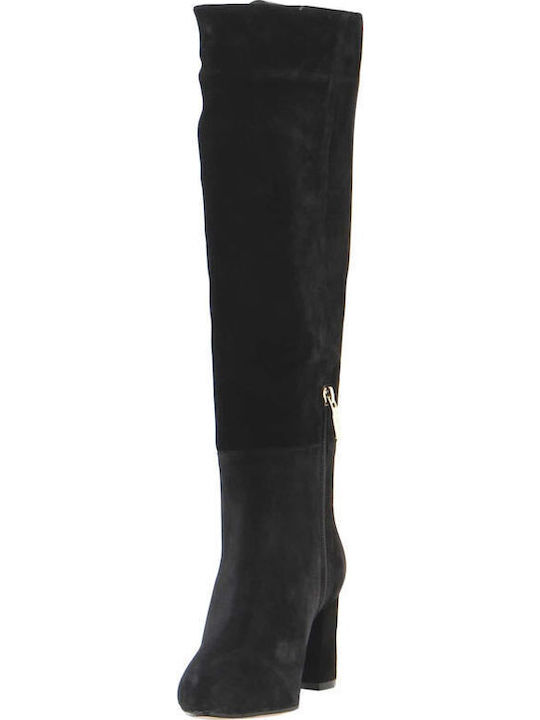 Suede Medium Heel Women's Boots Black