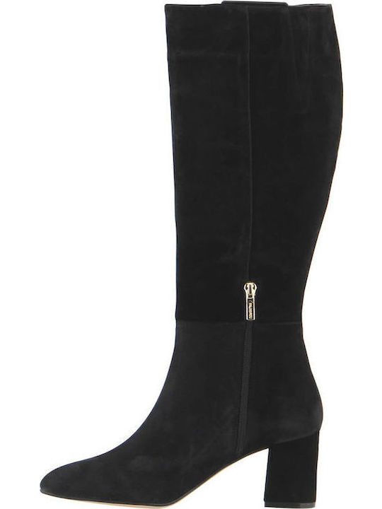 Suede Medium Heel Women's Boots Black