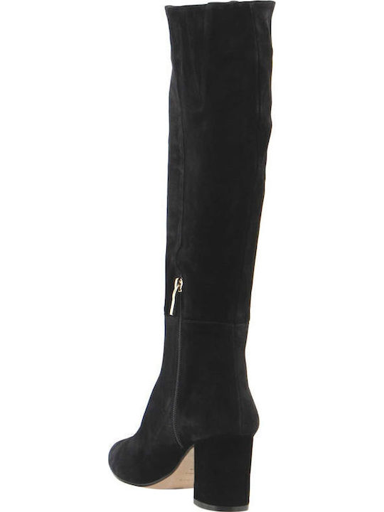 Suede Medium Heel Women's Boots Black