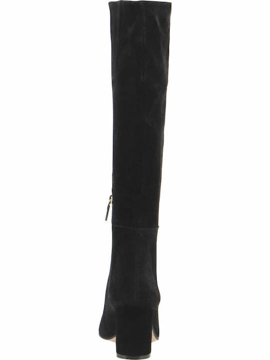Suede Medium Heel Women's Boots Black