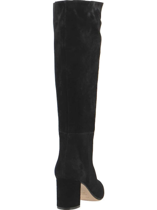 Suede Medium Heel Women's Boots Black