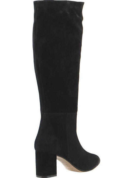 Suede Medium Heel Women's Boots Black
