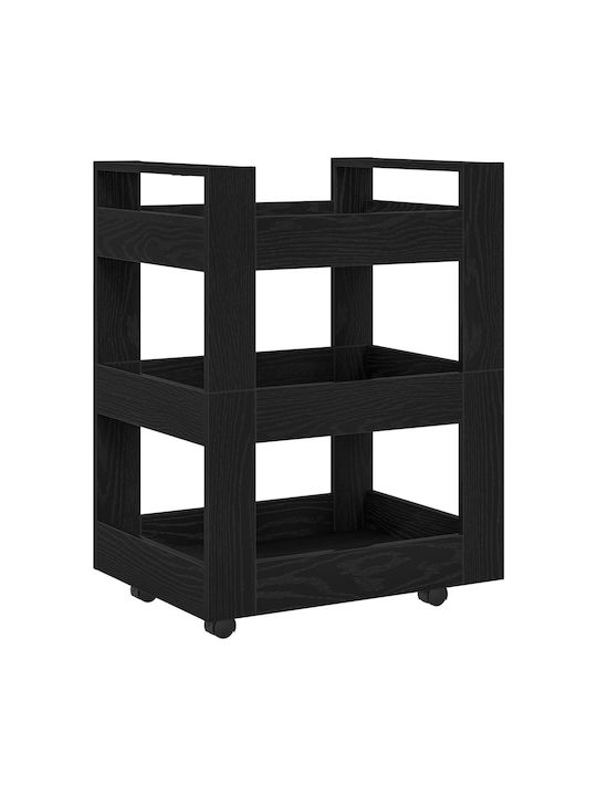 vidaXL Ραφιέρα Κουζίνας Ξύλινη 3 Θέσεων Μαύρη 60x45x80cm