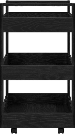 vidaXL Ραφιέρα Κουζίνας Ξύλινη 3 Θέσεων Μαύρη 60x45x80cm