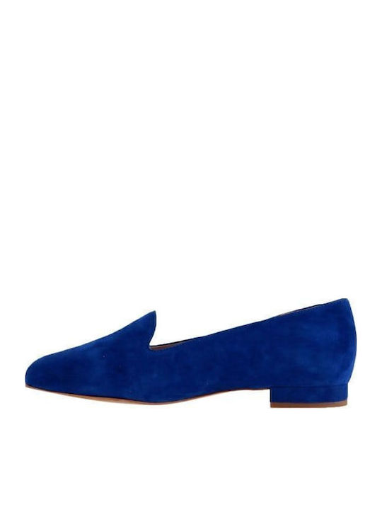 Leather Women's Loafers in Blue Color