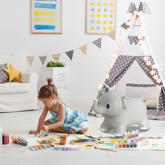 Săritor din cauciuc în formă de elefant pentru copii de la 3 ani Dimensiuni 33 X 27 X 60 cm Gri Relaxdays