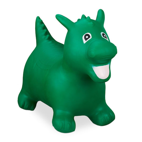 Săritor din cauciuc în formă de dragon pentru copii cu vârsta de 3+ Dimensiuni 46 X 26 X 60 cm Verde Relaxdays