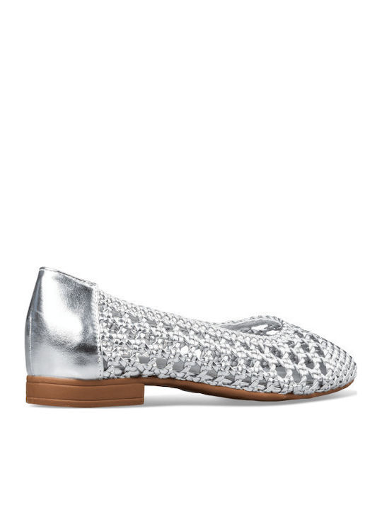 Synthetic Leather Ballerinas Silver