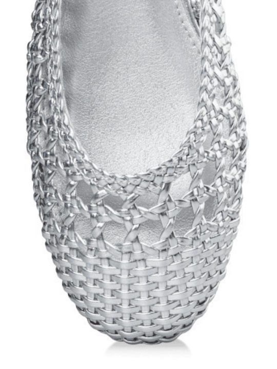 Synthetic Leather Ballerinas Silver
