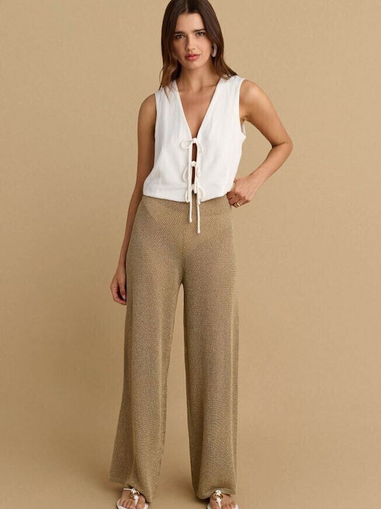 Damen Stoff Hose Gold