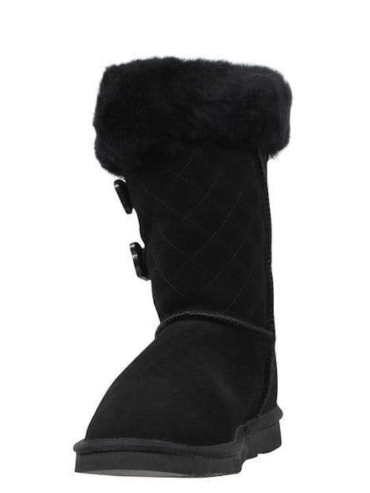 Suede Γυναικεία Μποτάκια Μαύρα