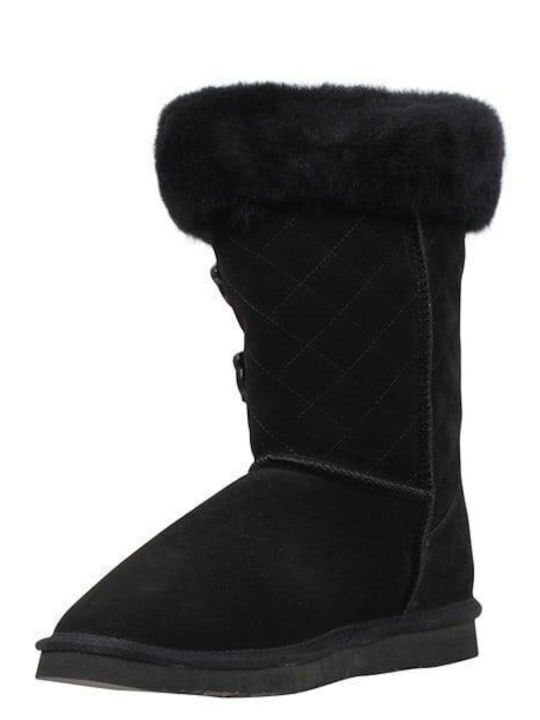Suede Γυναικεία Μποτάκια Μαύρα