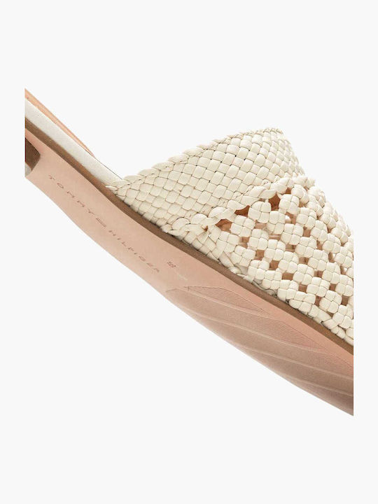 Leder Mules mit Hoch Absatz in Beige Farbe
