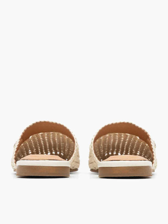 Leder Mules mit Hoch Absatz in Beige Farbe