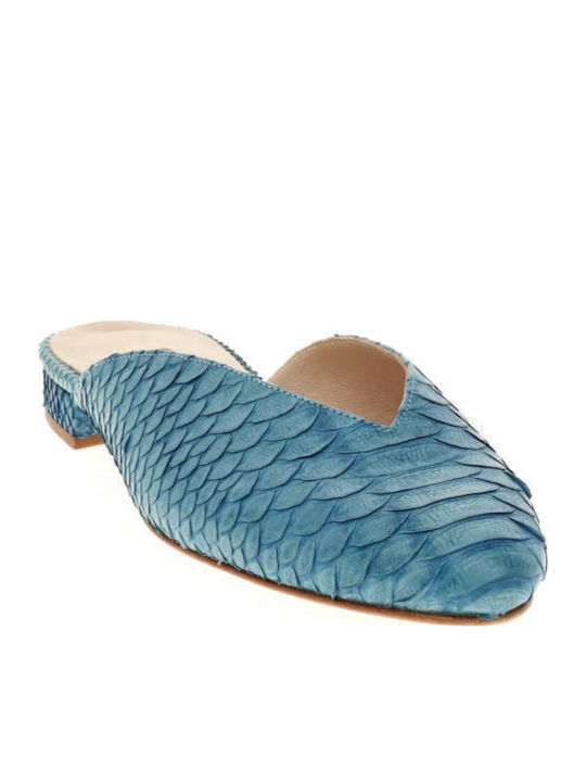 Flat Mules in Light Blue Color
