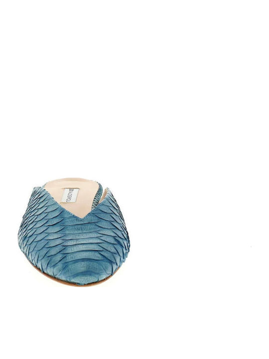 Flat Mules in Light Blue Color
