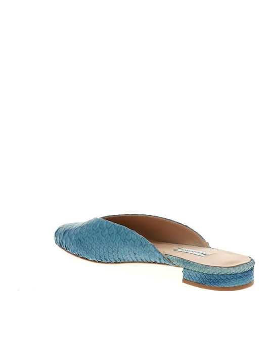 Flat Mules in Light Blue Color