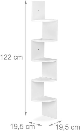 Ъглово Стенно Рафт Бял 122x19.5x19.5см