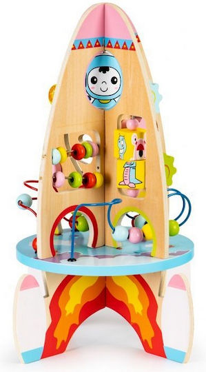 Ecotoys Jucărie pentru Bebeluși Rachetă educativă multicoloră 8în1 din Lemn pentru 36++ Luni
