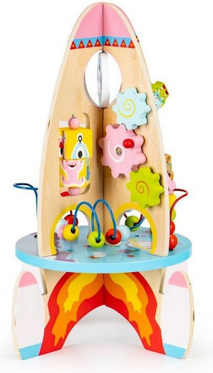 Ecotoys Jucărie pentru Bebeluși Rachetă educativă multicoloră 8în1 din Lemn pentru 36++ Luni