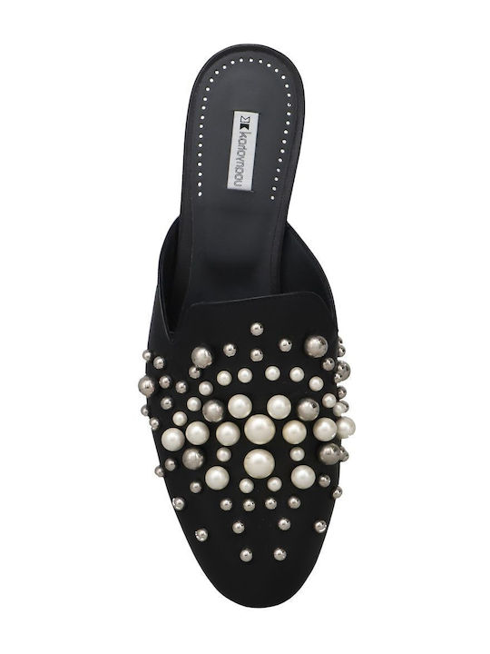 Flat Δερμάτινα Mules σε Μαύρο Χρώμα